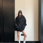 Labeled Button Double Zip Hoodie YLS1076