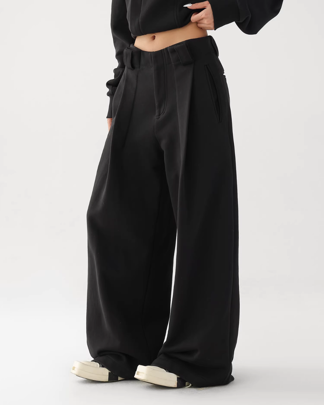 Stand Collar Cropped Jacket/Casual Wide Pants ACS0360