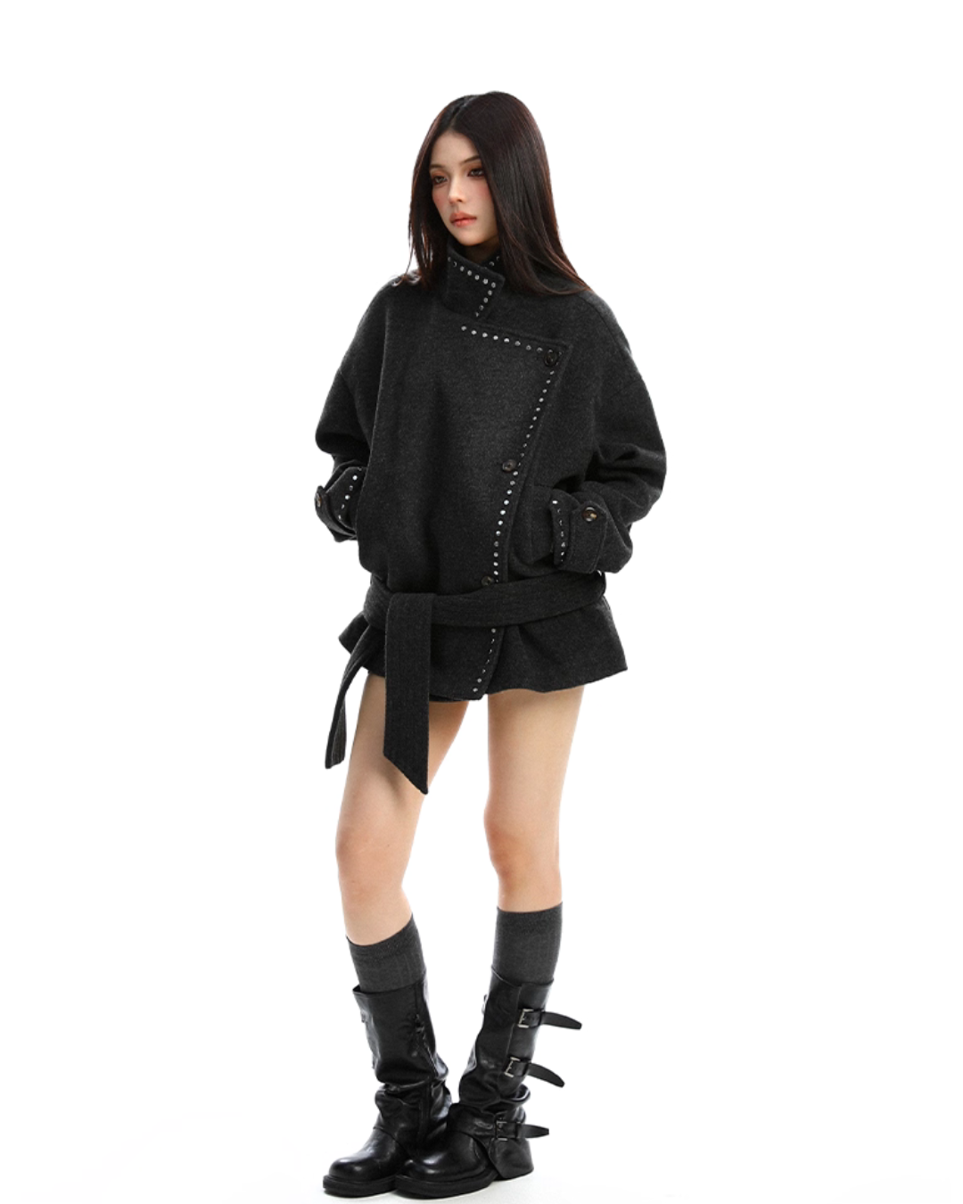 Stand Collar Mid-Length Coat BGS0035