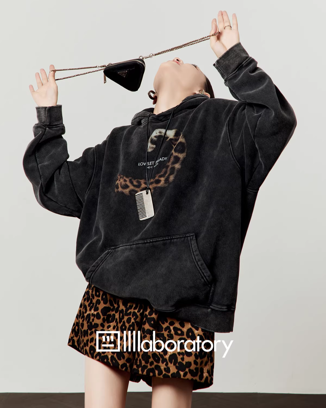 Leopard Tail Print Hoodie / Leopard Mini Skirt LLA0591