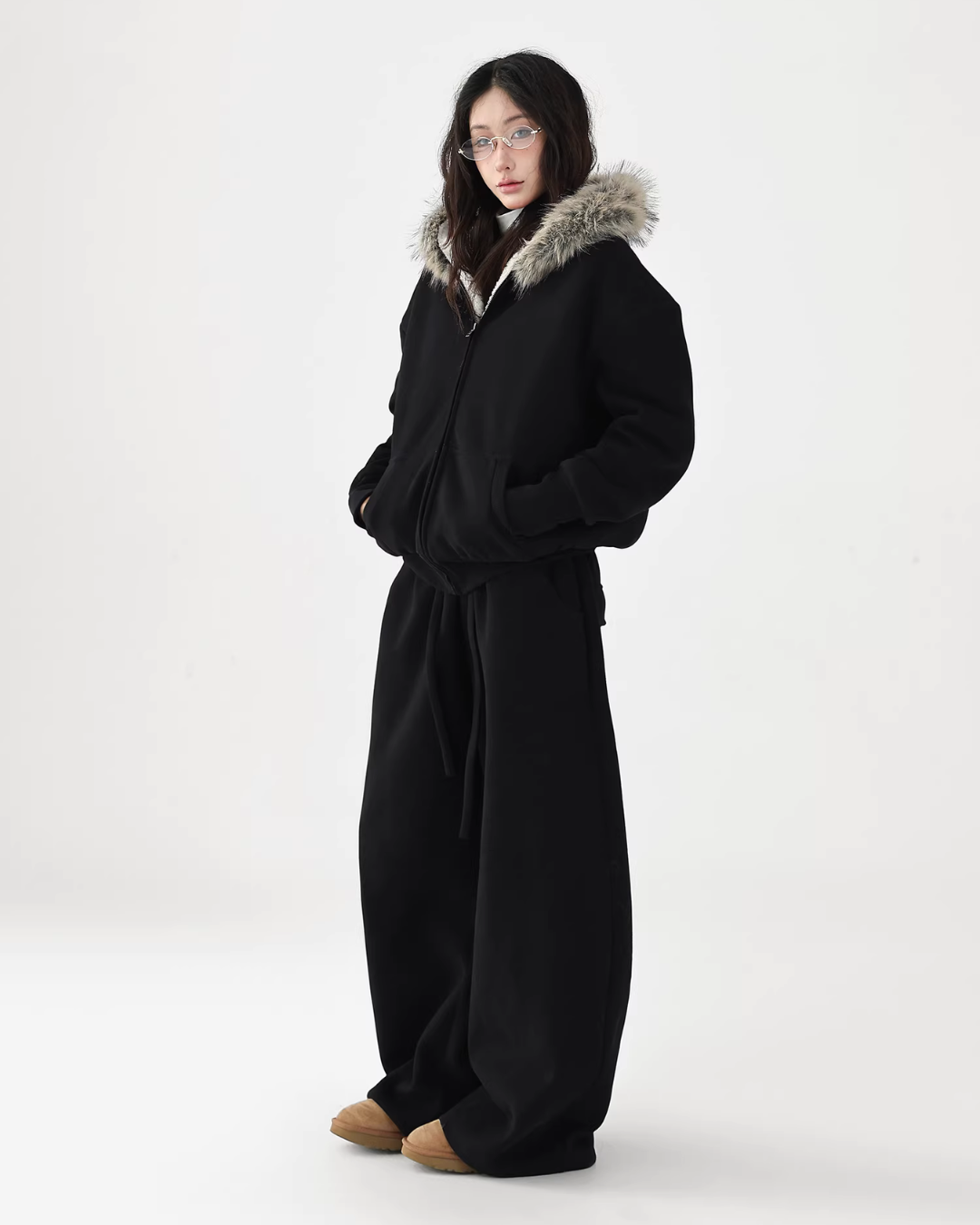 Fur Collar Fleece Hoodie/Casual Pants ACS0349