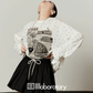 Casual Printed Long-Sleeve T-Shirt / A-line Mini Skirt LLA0664