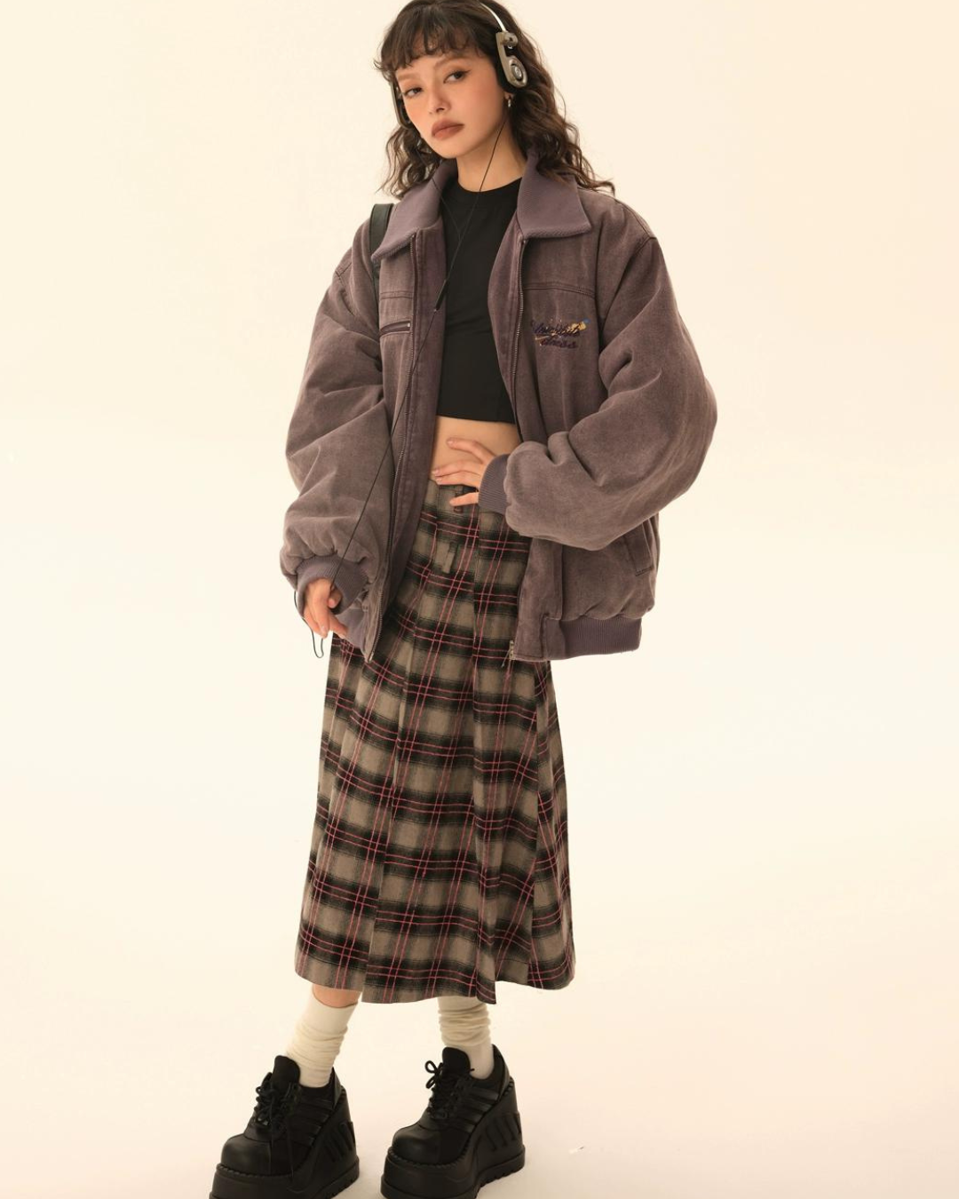 Big Plaid Long Skirt EZK0037