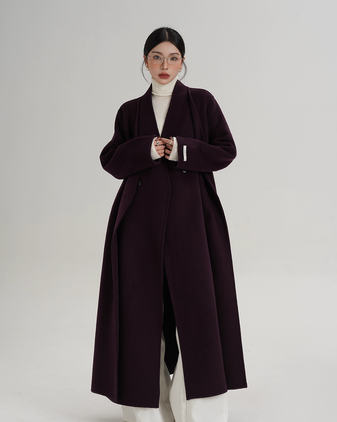V-Neck Wool Long Coat SRS0387