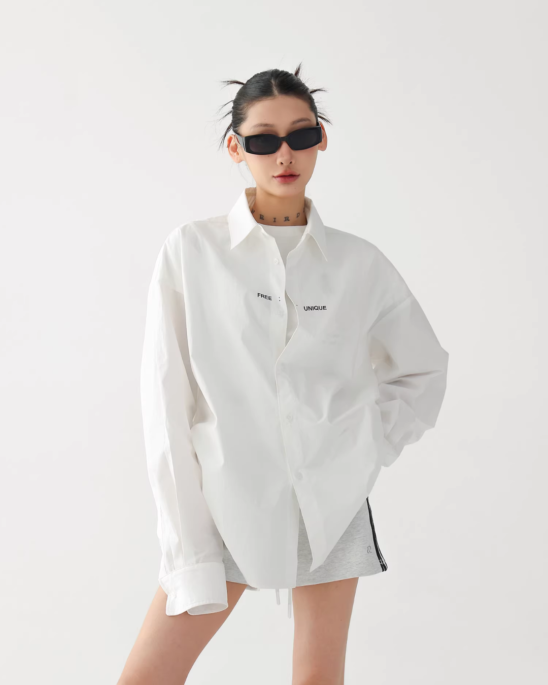 Letter Print Long-Sleeve Shirt ACS0364