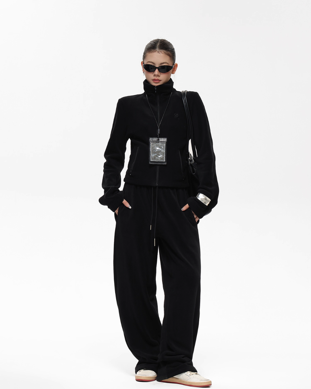 Retro Stand Collar Short Jacket / Sweatpants ACS0302