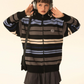 Retro Turtleneck Border Cardigan EZK0002