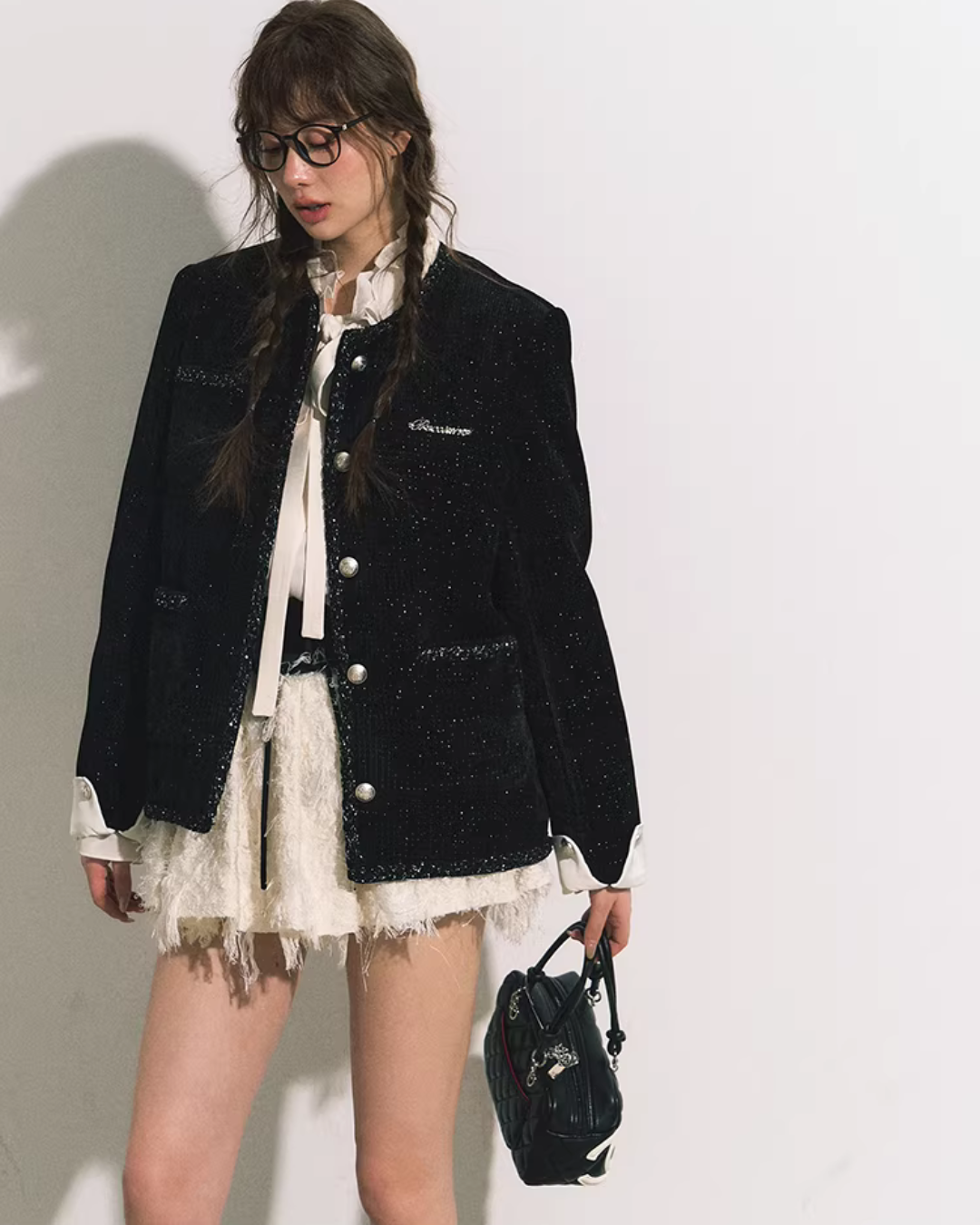 Silver Button Tweed Jacket RCR0011