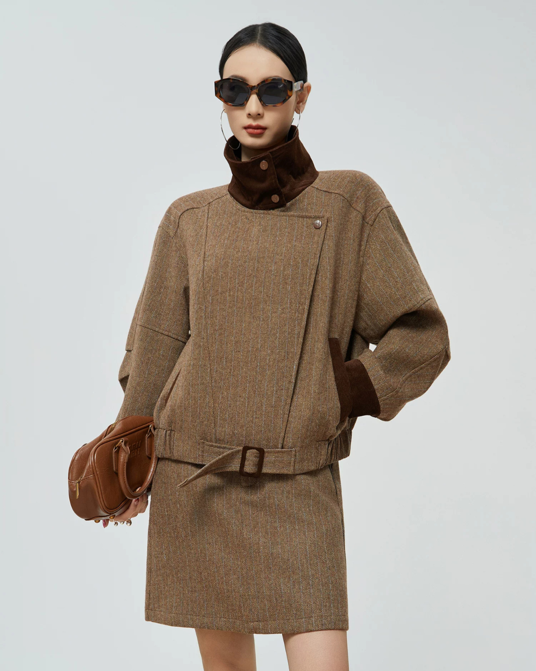 Wool-Like Short Jacket / Mini Skirt FER0379