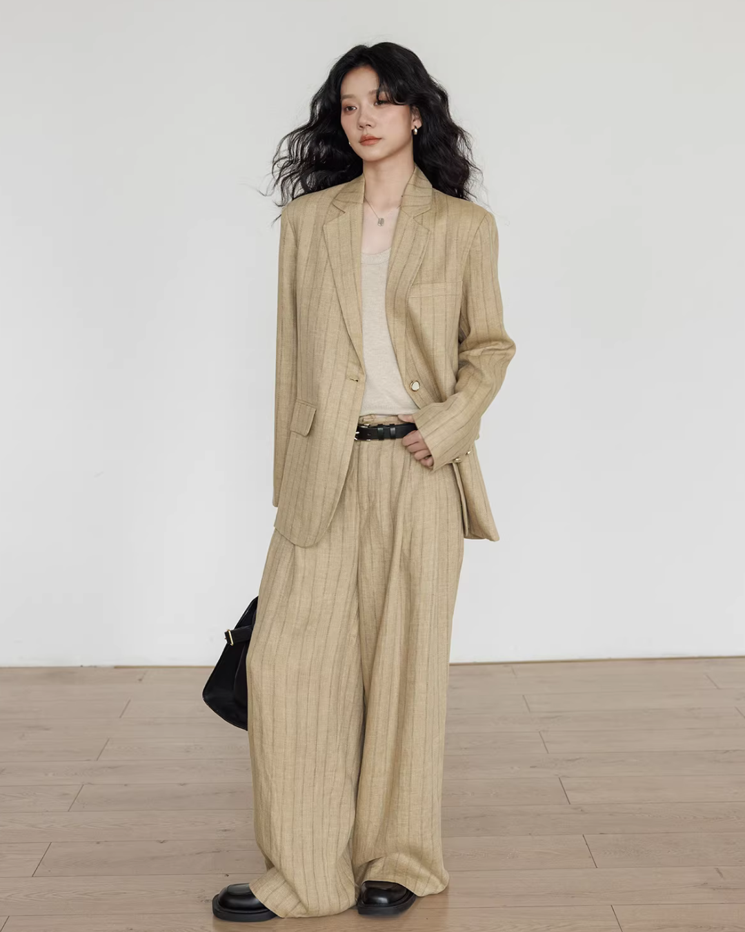 Stripe Design Blazer Jacket / Casual Wide Pants VAS0189