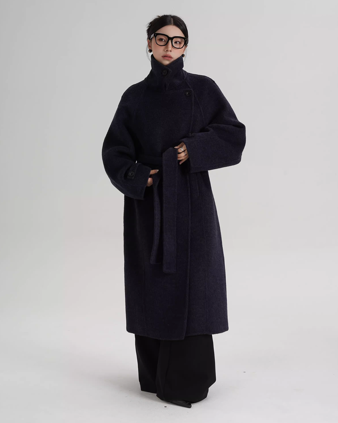 Stand Collar Long Loose Wool Coat SRS0361