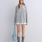 Button Lace Collar Striped Top ASG0085