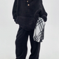 Fluffy Half Button Pullover Hoodie / Wide Pants YLS0707