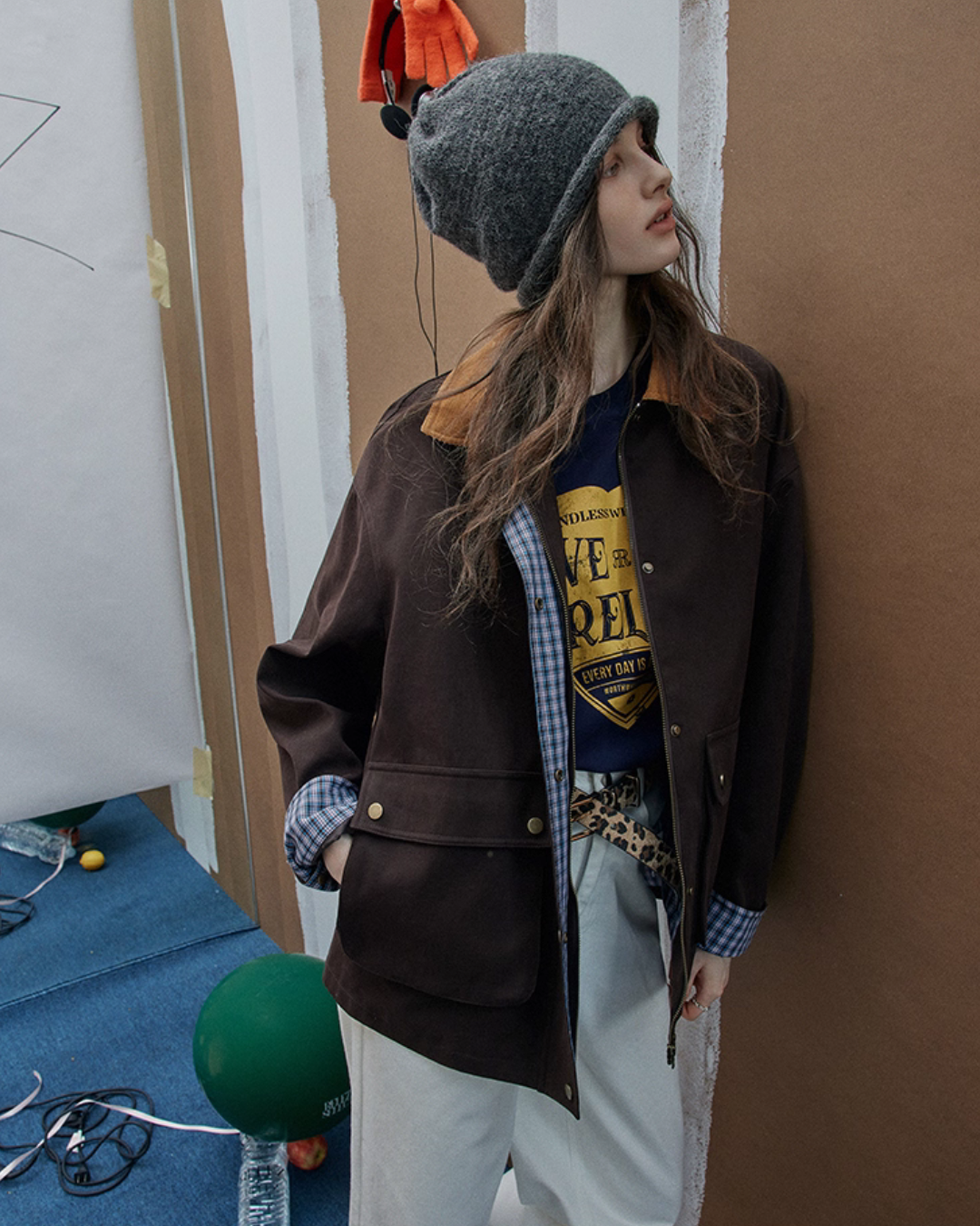 Plaid Design Loose Silhouette Jacket RLZ0014