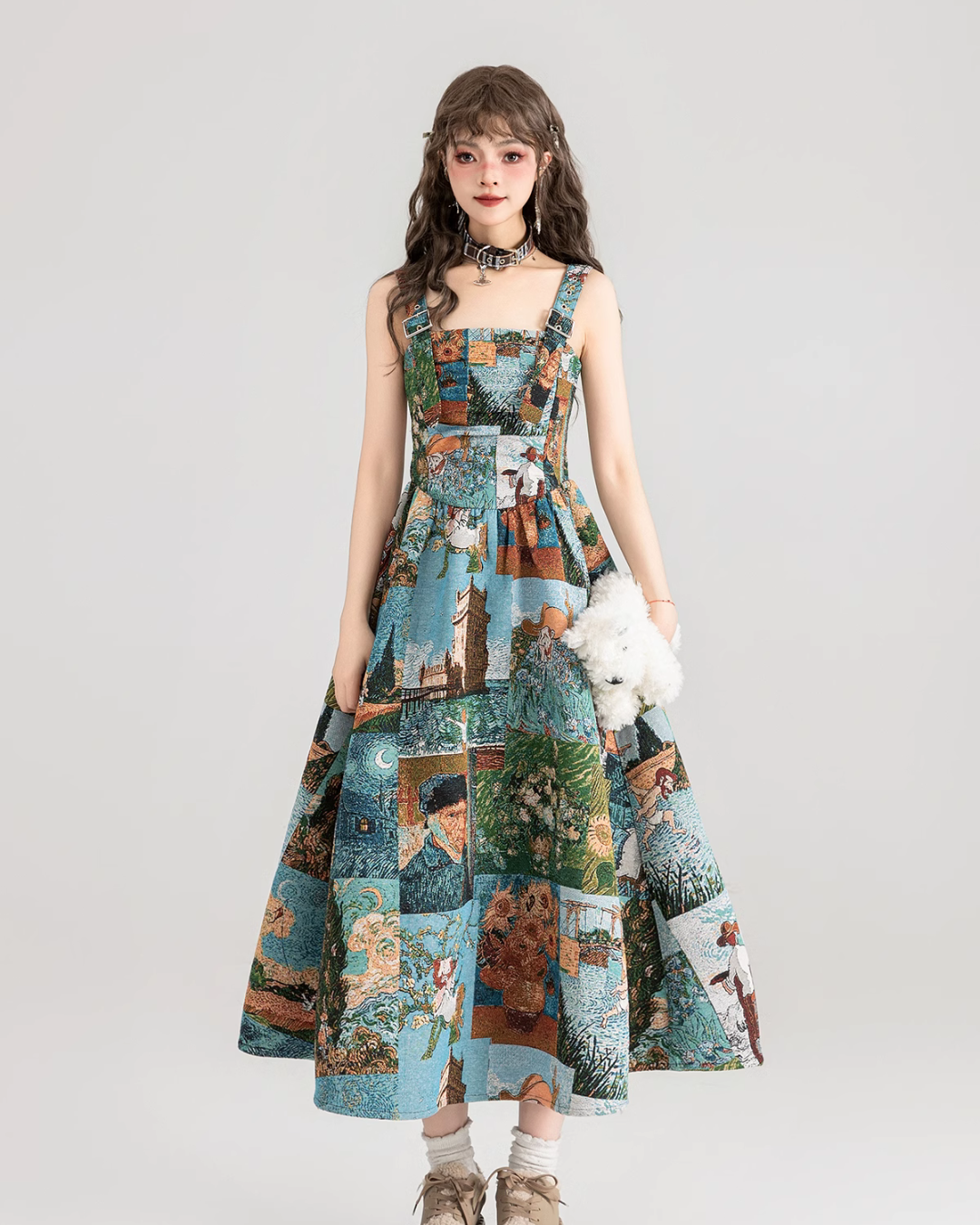 Retro Painting Flare Dress KIK0001