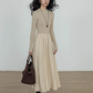 Mock Neck Top Docking Flare Skirt VAS0183