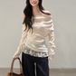 Lace Off Shoulder Knit Tops WDB0020