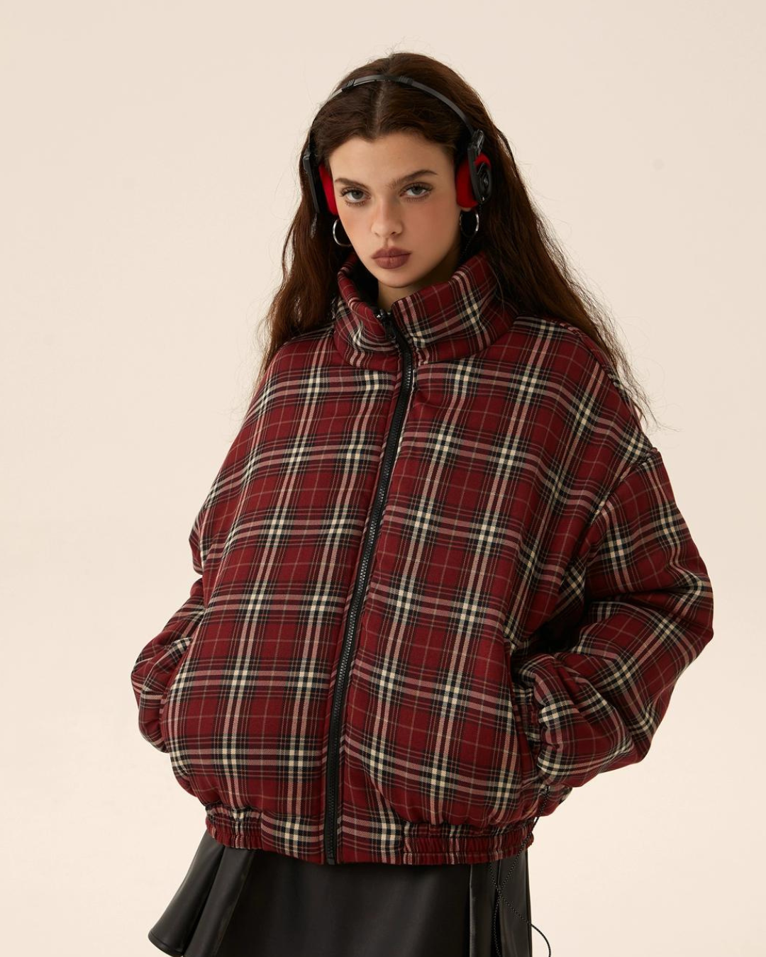 Plaid Down Jacket EZK0030