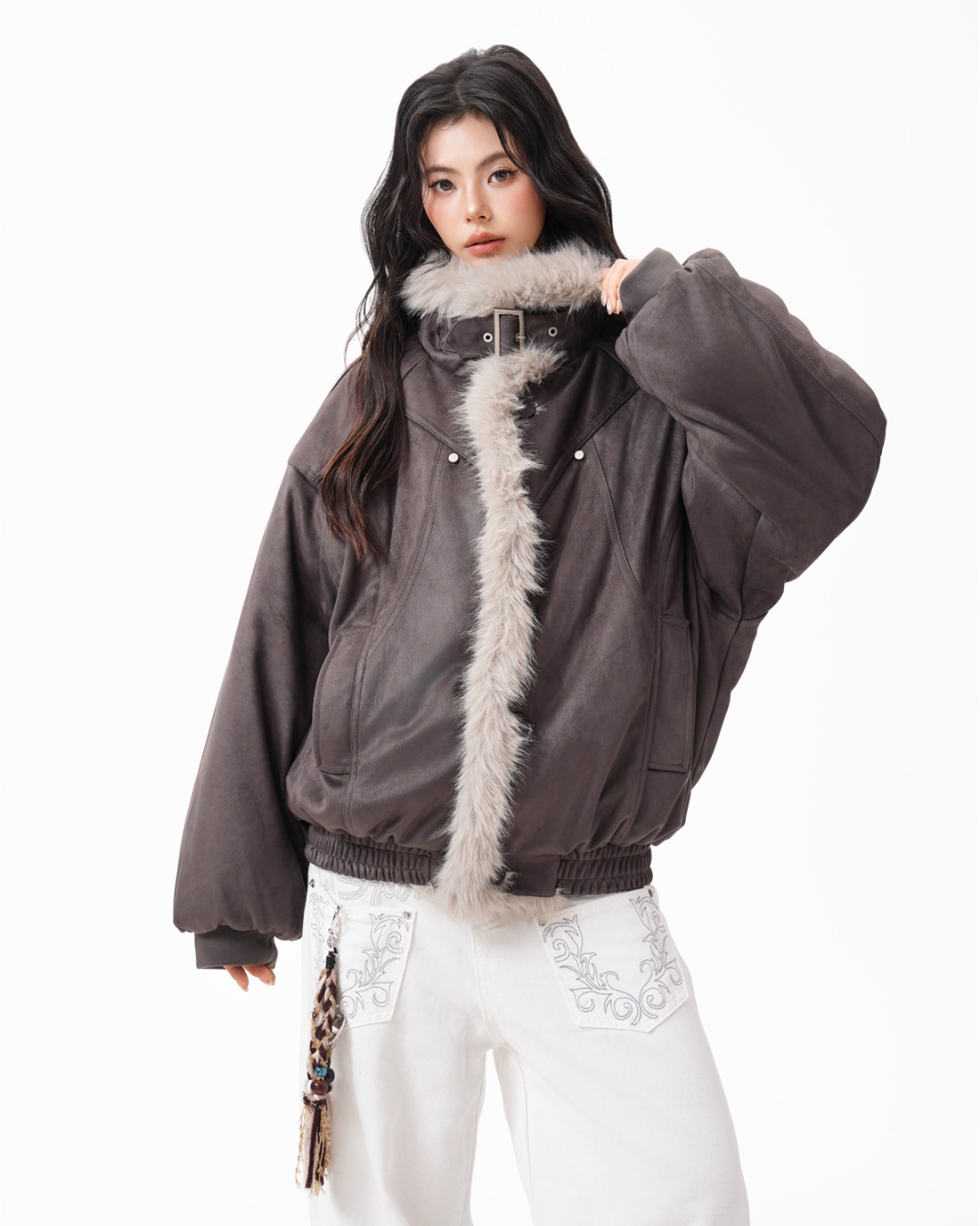 Fur Collar Suede Jacket BWA0002
