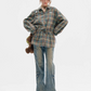 Green Plaid Drawstring Waist Shirt ZZF0360
