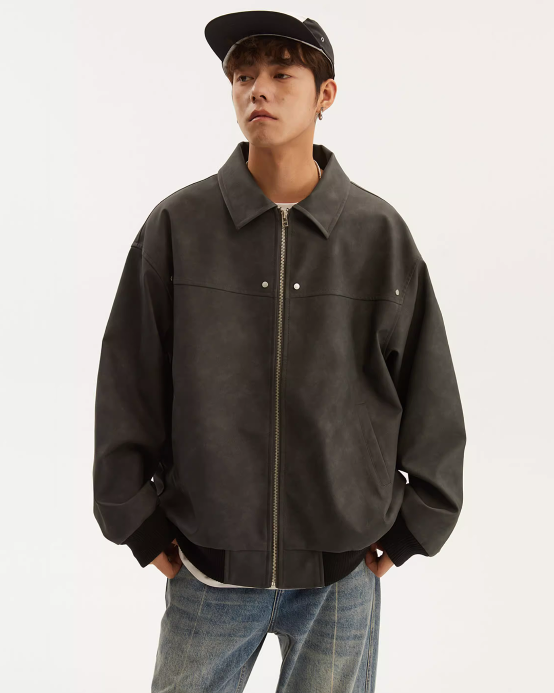 Retro Collar Leather Jacket NDC0001