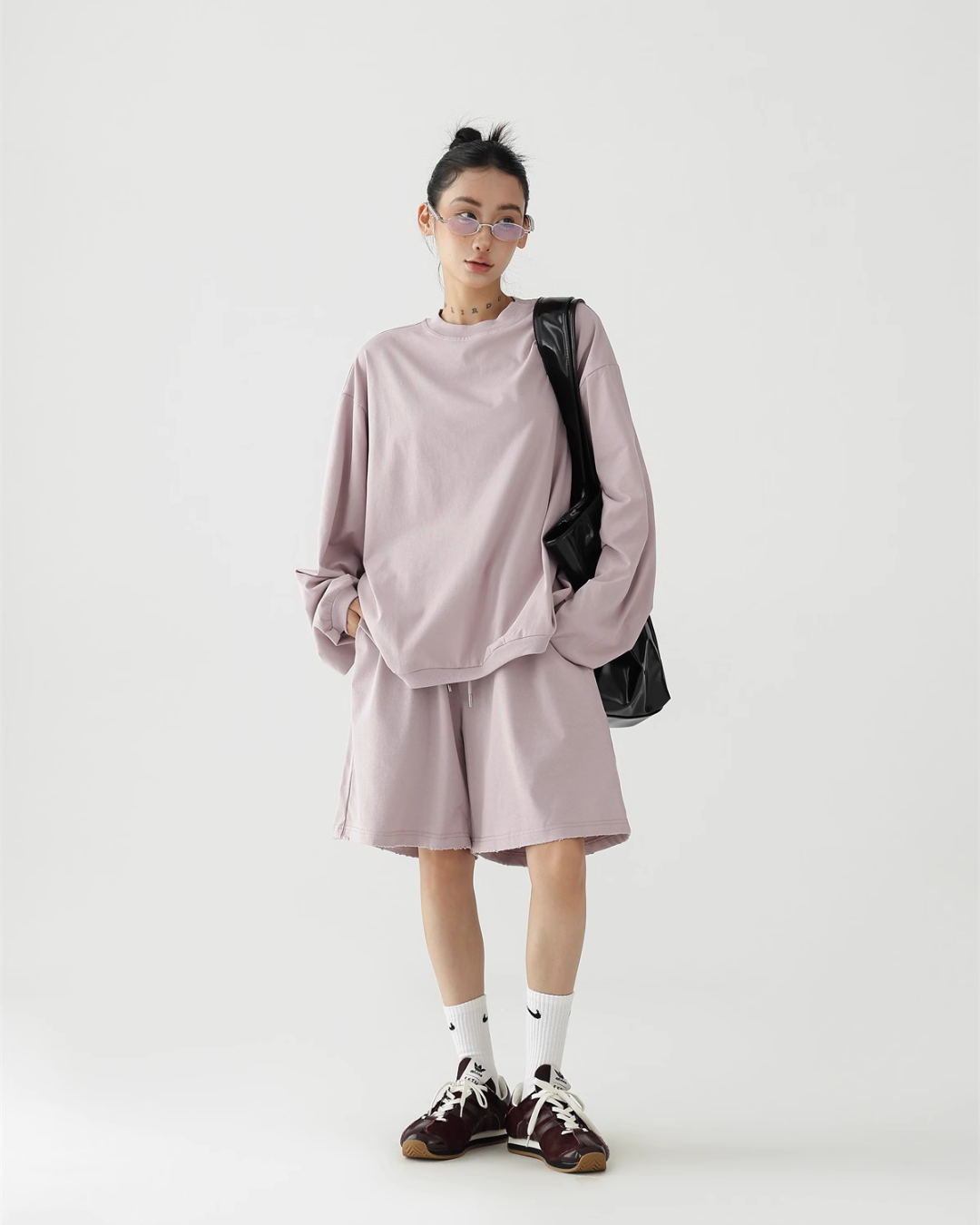 Loose Silhouette Long Sleeve Top / Wide Half Pants ACS0249