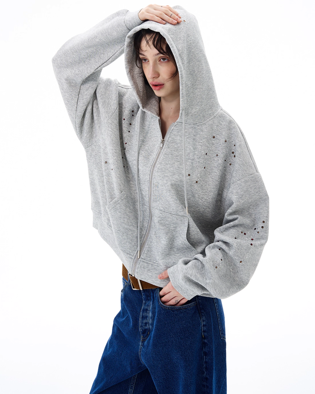 Shiny Sequin Zip Up Hoodie WLS0002