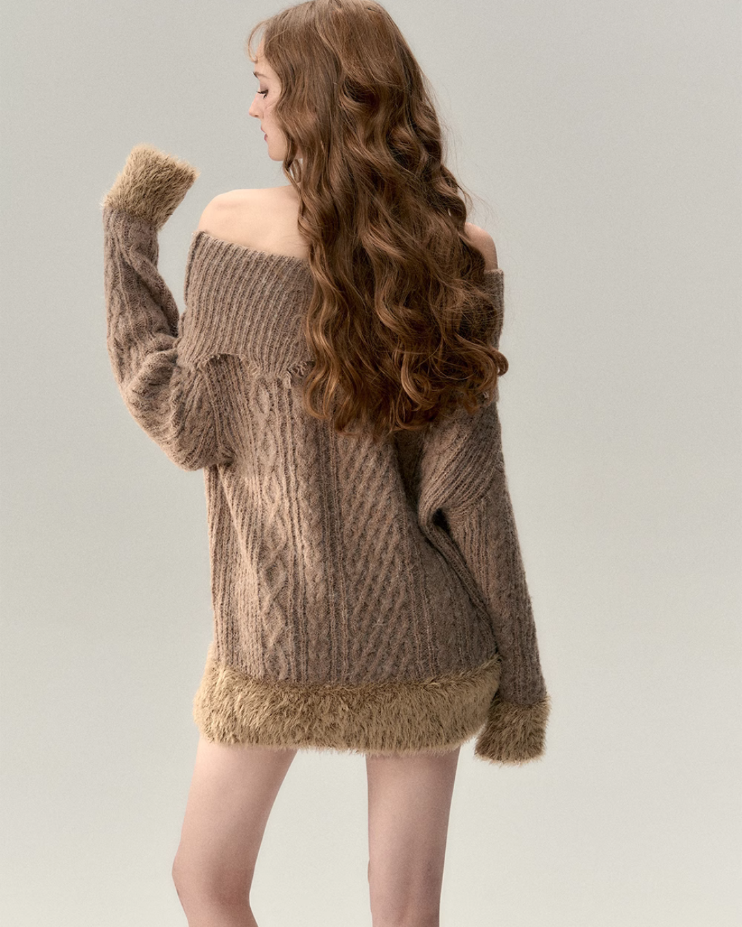 Offshoulder Cable Knit Dress VPT0019