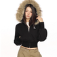 Fur Cropped Zip Up Hoodie BGS0013