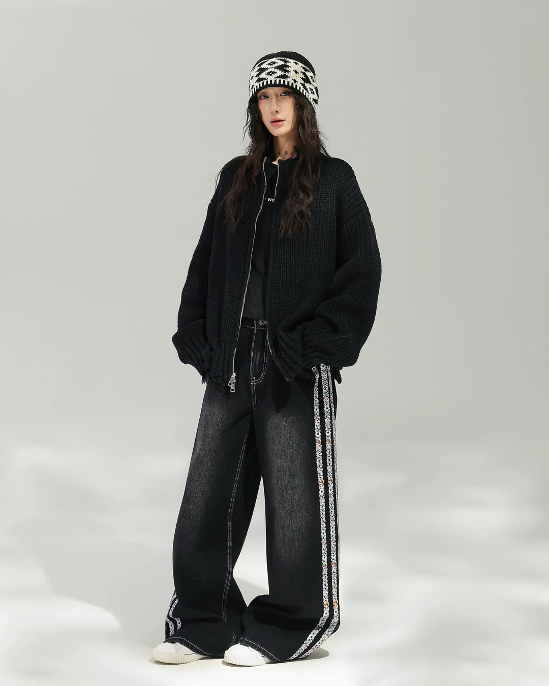 Stand Collar Zip-Up Knit Jacket ACS0389