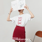 Ribbon Print T-Shirt / A-Line Mini Skirt LLA0486