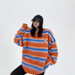 Border Shaggy Knit Tops YLS0713