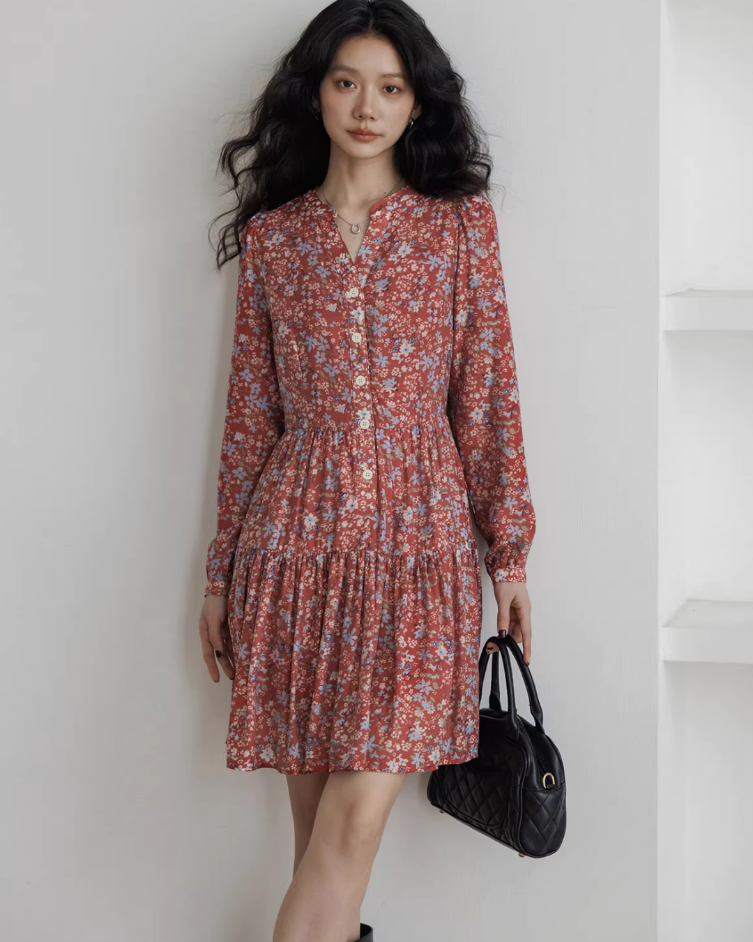 V-Neck Floral Dress VAS0193