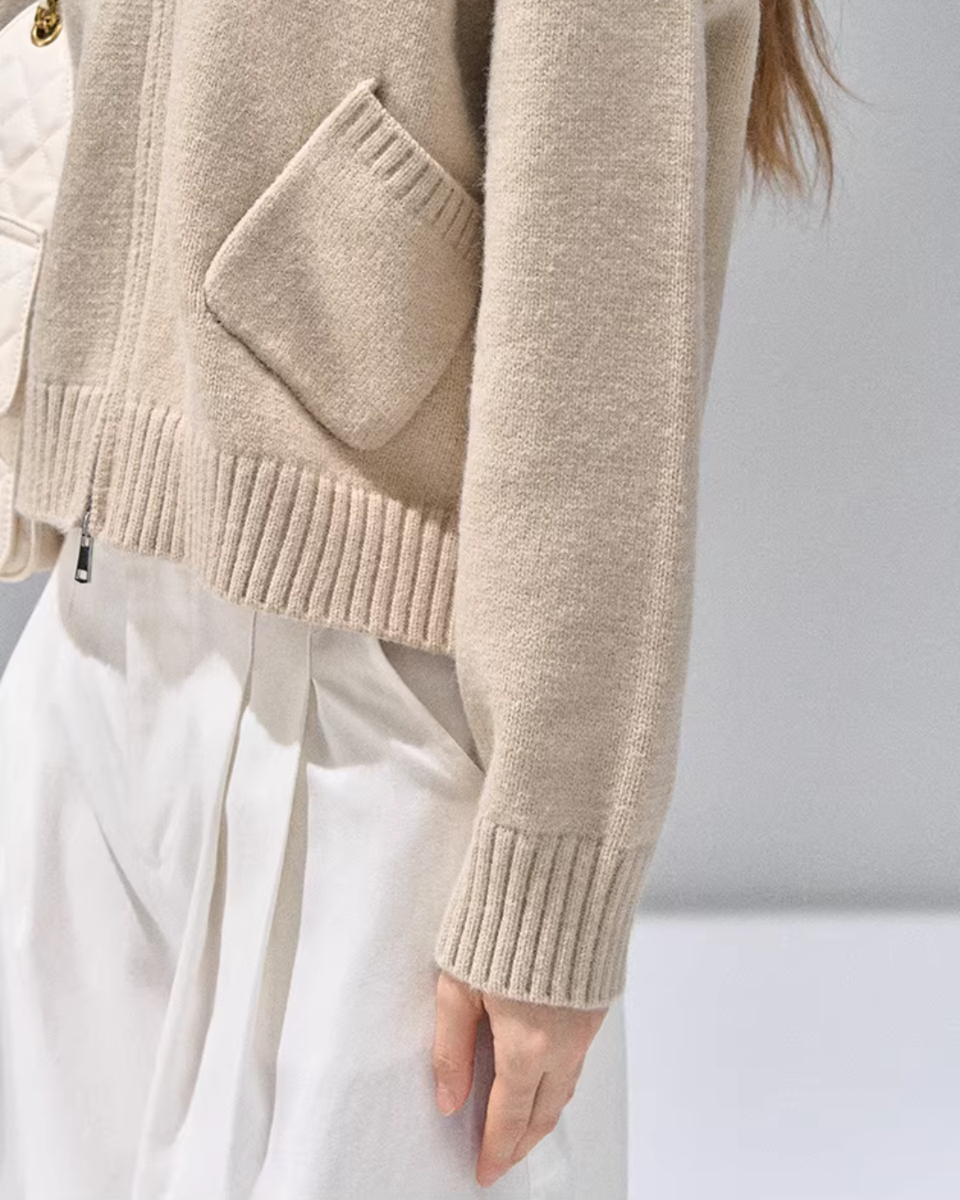 Hooded Fur Zip Knit Cardigan RCR0013