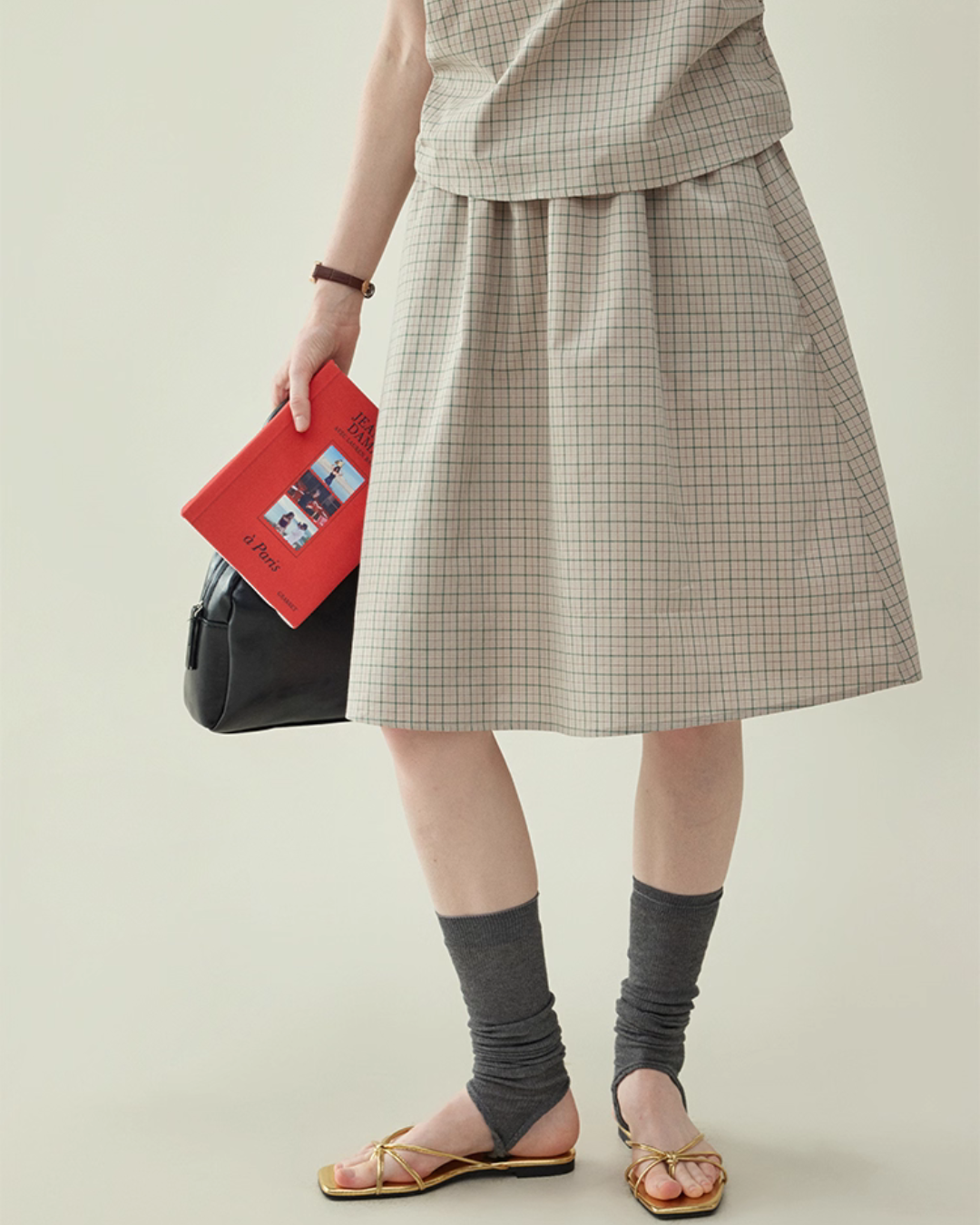 Retro Plaid Sleeveless Shirt / Long Skirt AMU0025