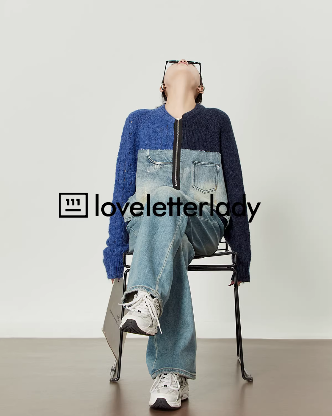 Denim Docking Knit Top LLA0595