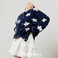 Star Jacquard Round Neck Cardigan / Tiered Design Skirt LLA0529