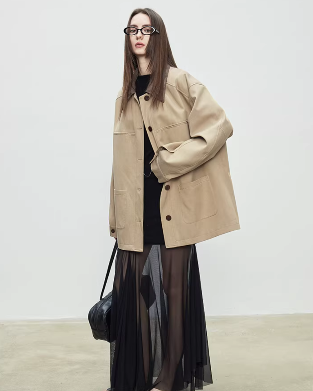 Patchwork Mid-Length Trench Coat TEO0008