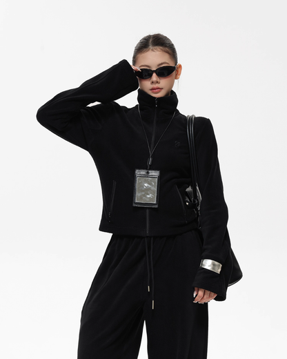 Retro Stand Collar Short Jacket / Sweatpants ACS0302
