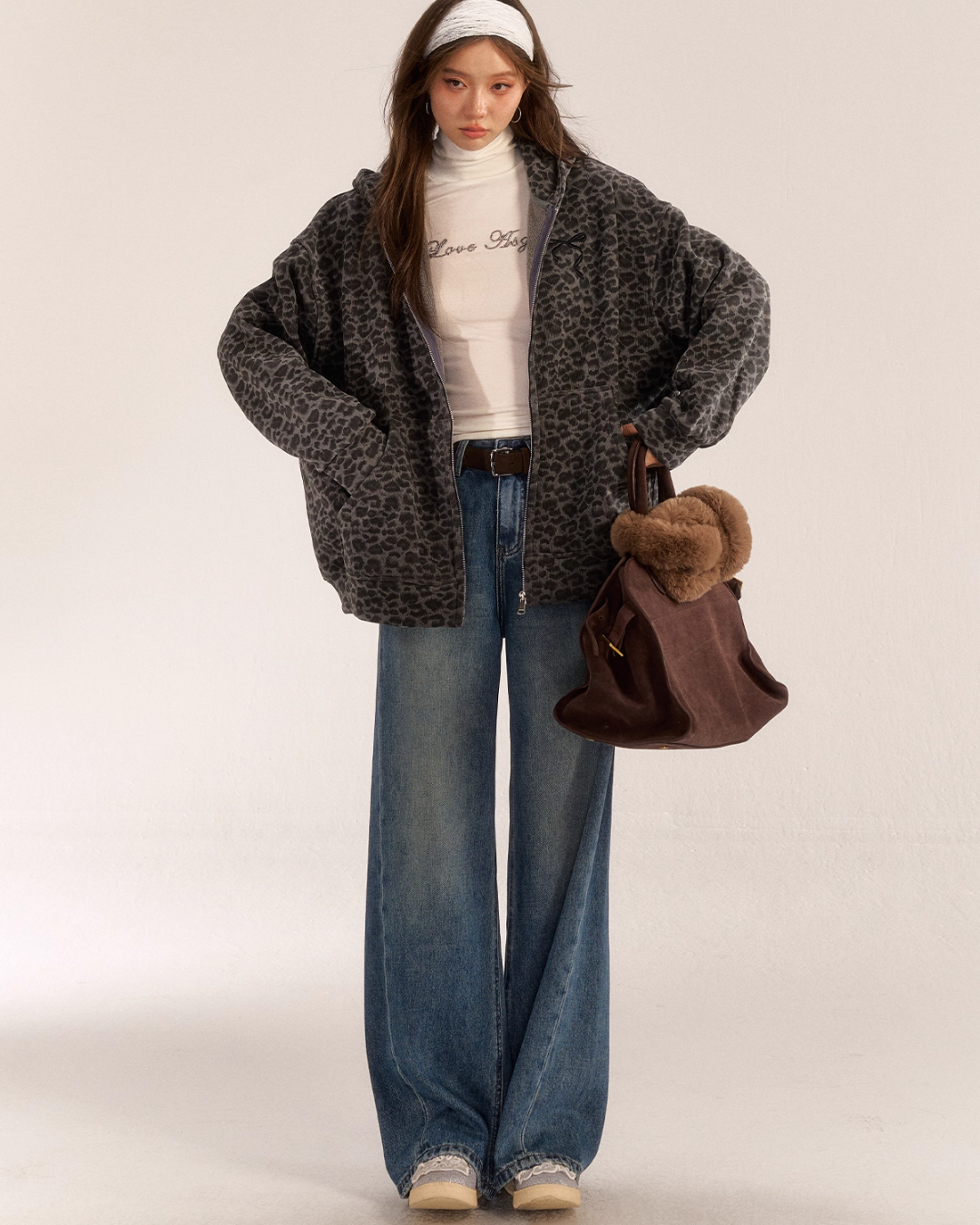 Leopard Print Knit Cardigan ASG0057