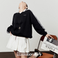 Side Line Black Top / Balloon Skirt Pants LLA0518