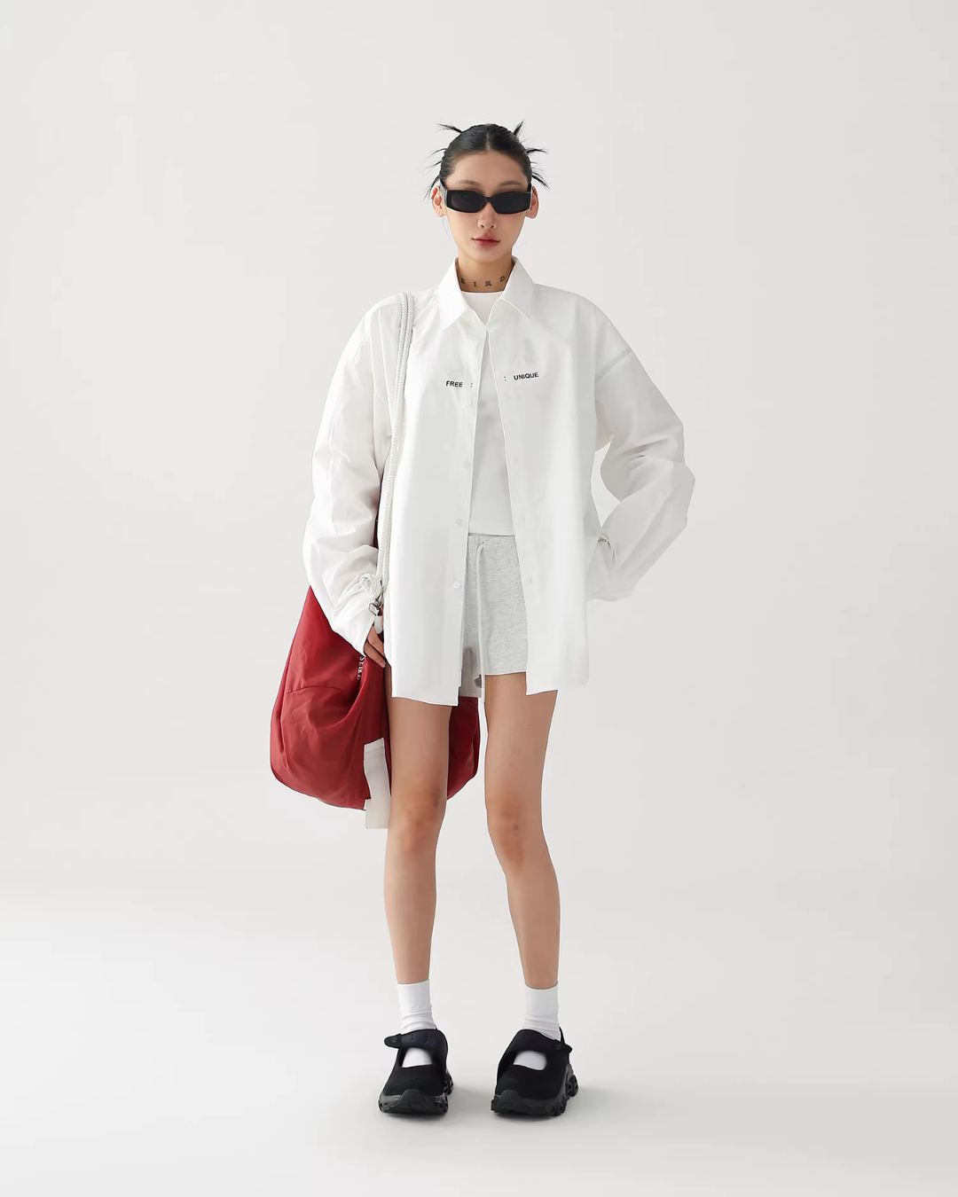 Letter Print Long-Sleeve Shirt ACS0364