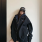 Labeled Button Double Zip Hoodie YLS1076
