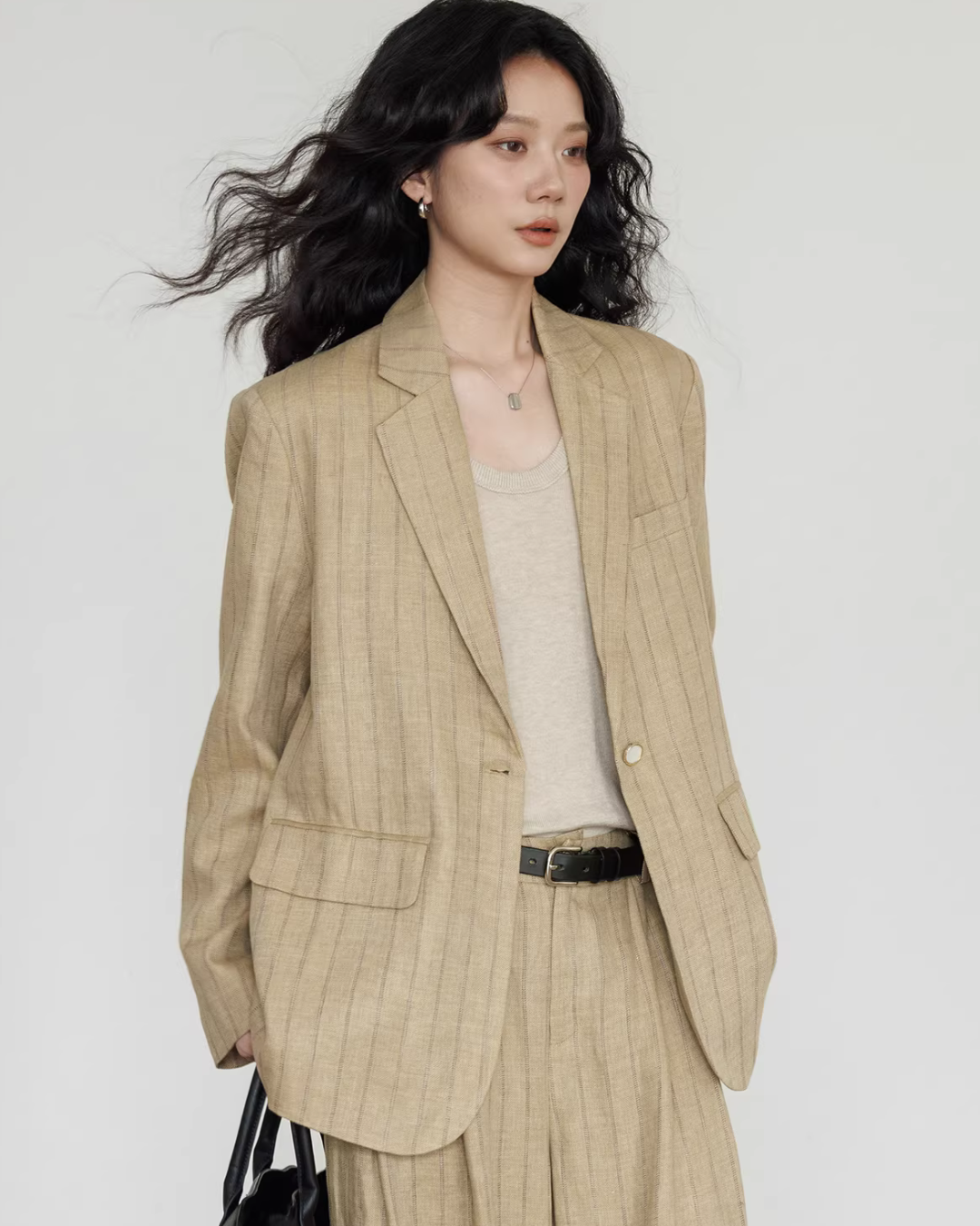 Stripe Design Blazer Jacket / Casual Wide Pants VAS0189