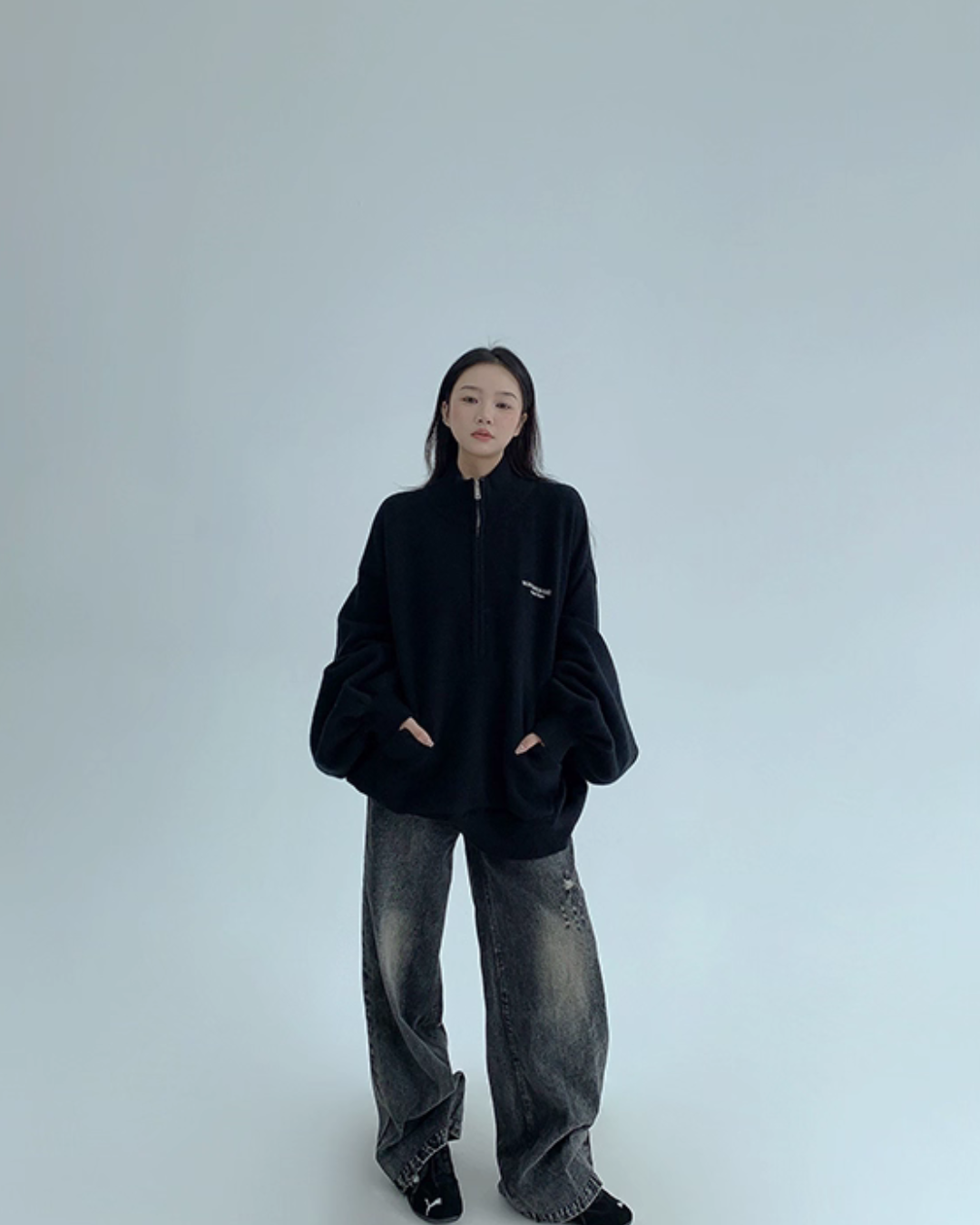 Half-Zip Sweatshirt Top YLS1009