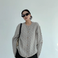 Round Neck Cable Knit Cardigan YLS0978