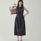 Black Waist Belt Sleeveless Dress AMU0029