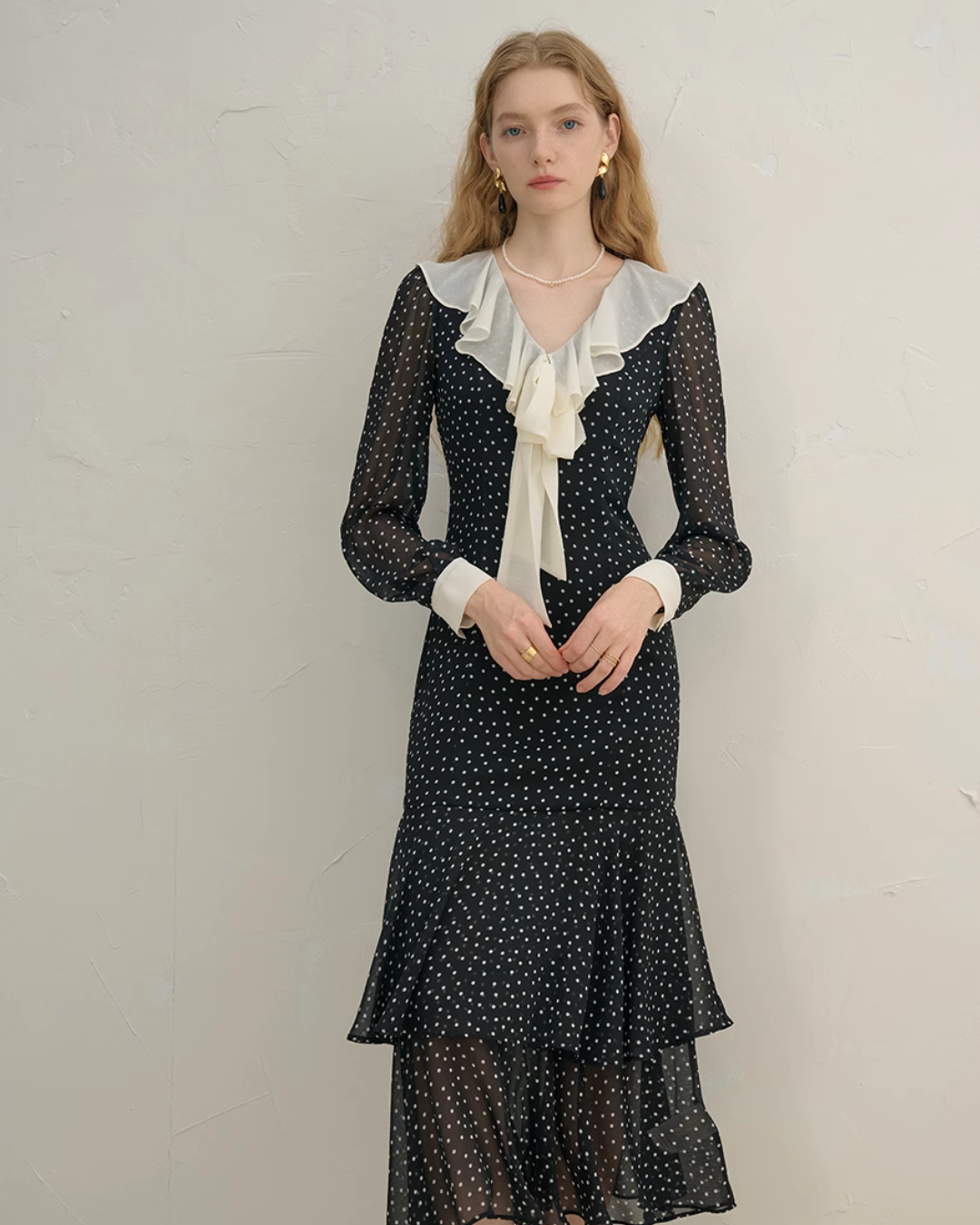 Dot Pattern Lace Dress SNT0011