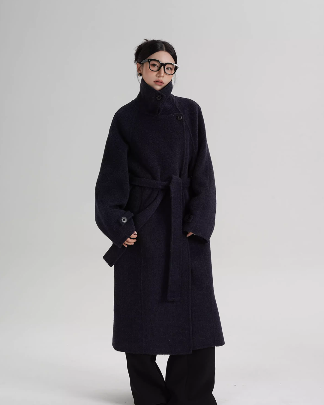 Stand Collar Long Loose Wool Coat SRS0361