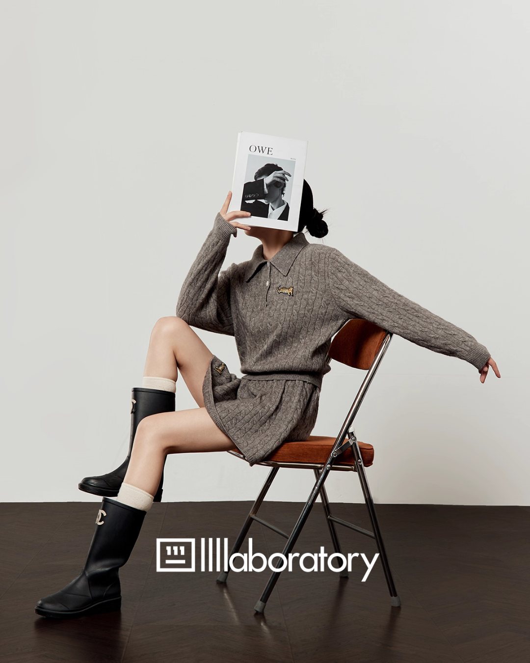 Cable Half-Button Knit Top / Mini Skirt  LLA0563